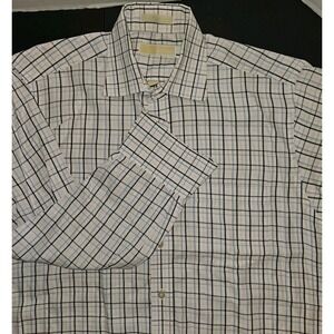 MICHAEL Michael Kors Mens Button Down Plaid Stripe Shirt Size M White